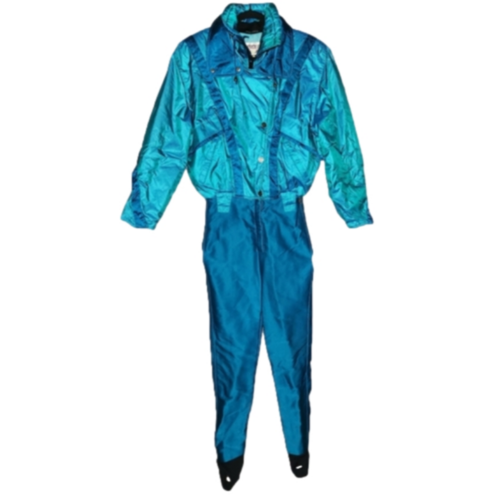VINTAGE Color Shifting Teal SKI SUIT Tyrolia by HEAD Sz. 10 Excellent condition!